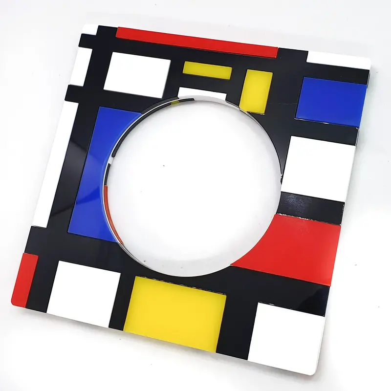 Mondrian-Print Rigid Bangle Bracelet