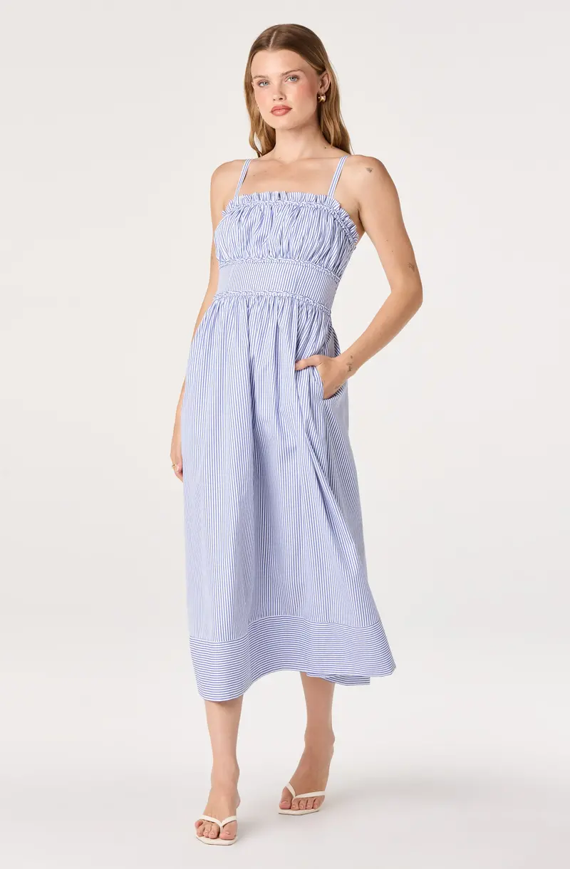 Montserrat Smocked Milkmaid-Inspired Midi Dress