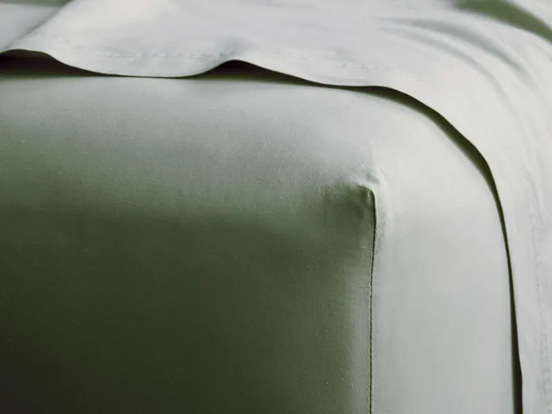 Moss Garment-Dyed Italian Percale Fitted Sheet