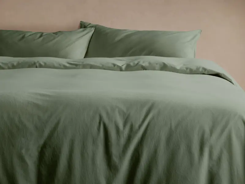 Moss Garment-Dyed Italian Sateen Duvet Cover Set