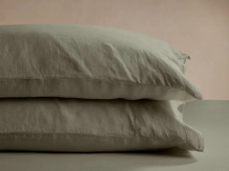 Moss Italian Garment-Dyed Linen Pillowcase Pair