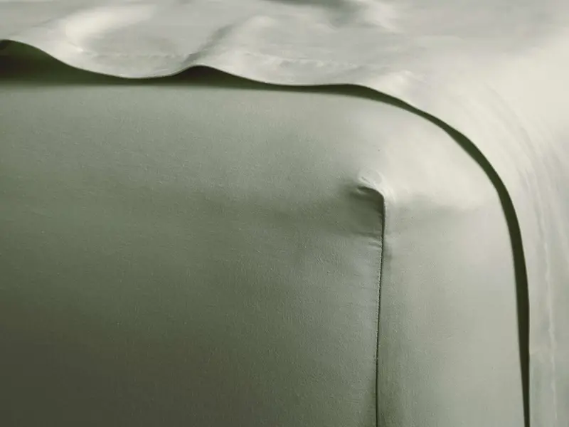Moss Italian Garment-Dyed Sateen Fitted Sheet