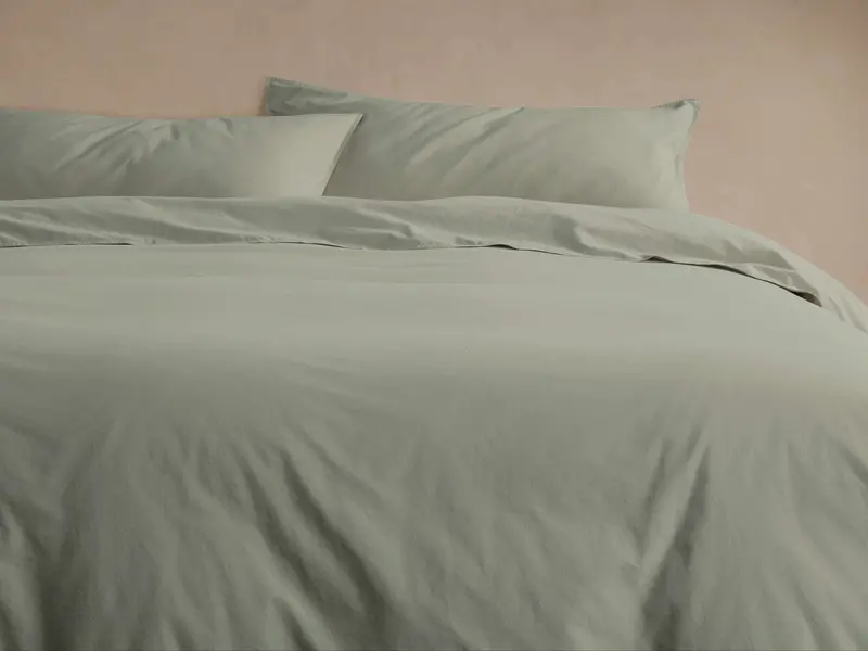 Moss-Tone Italian Garment-Dyed Percale Duvet Set