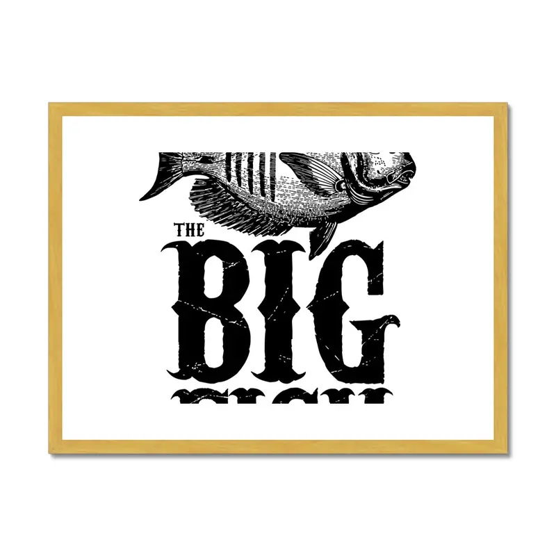 Mounted & Antique-Framed Big Fish Art – AQUA B&W Collection