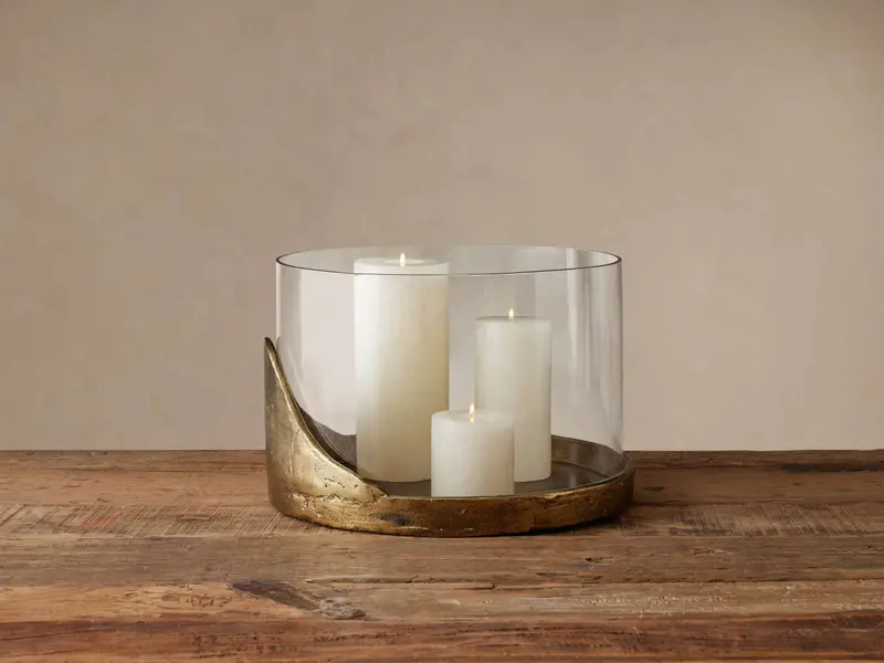 Myles Decorative Hurricane Lamp with Clear Glass Cylinder