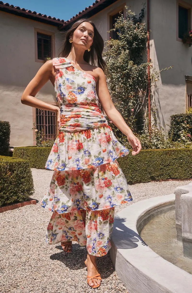Natali One-Shoulder Floral Maxi Dress