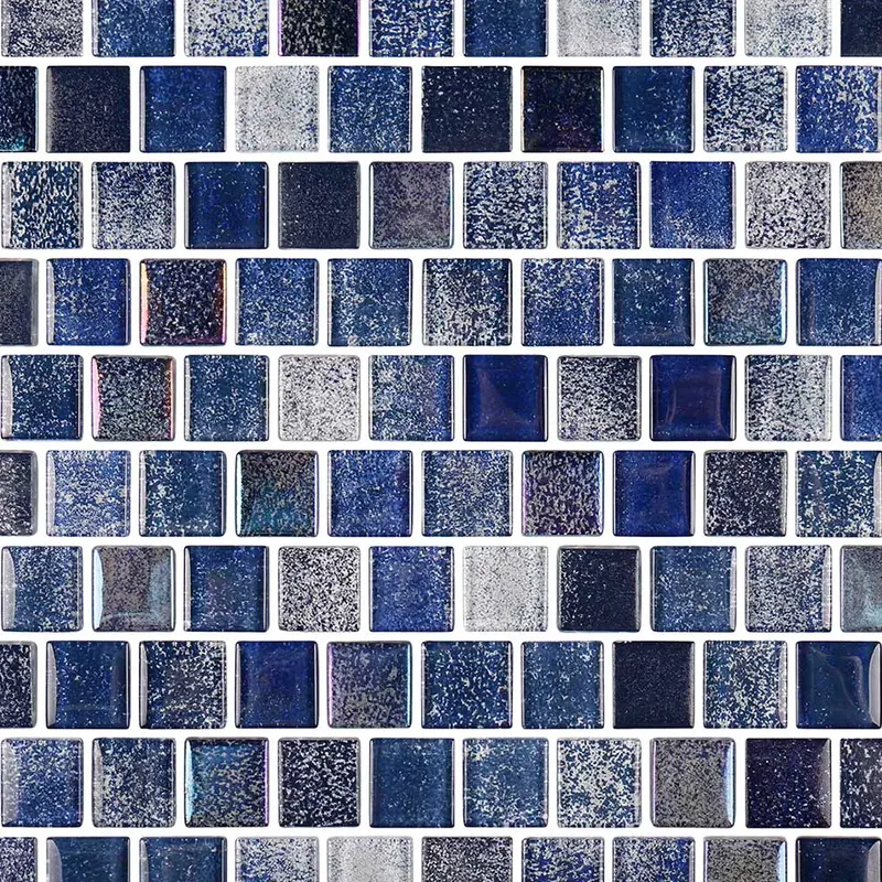 Nature-Inspired Blue Iridescent 1×1 Glass Tile