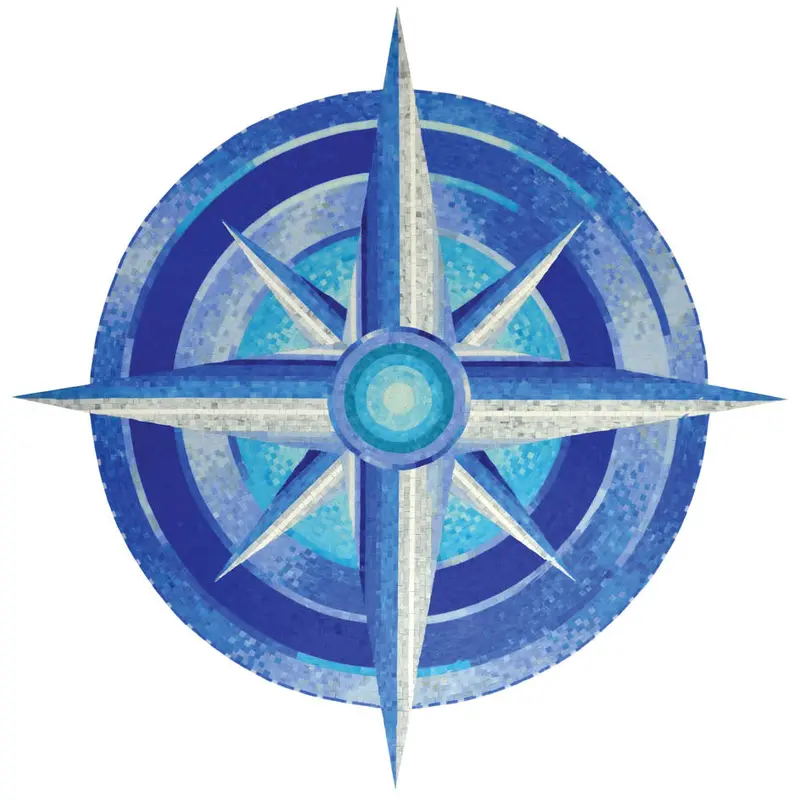Nautical Compass Design Glass Pool Mosaic