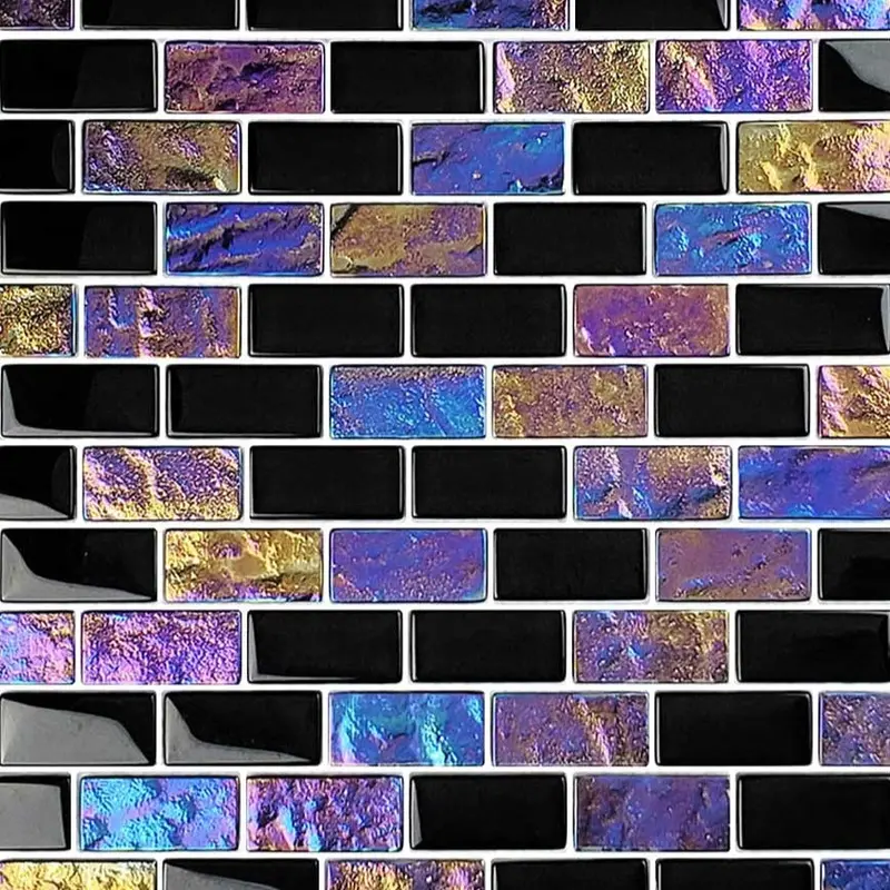 Nero Black 1×2 Iridescent Glass Mosaic Tile – Contemporary Contrast Element
