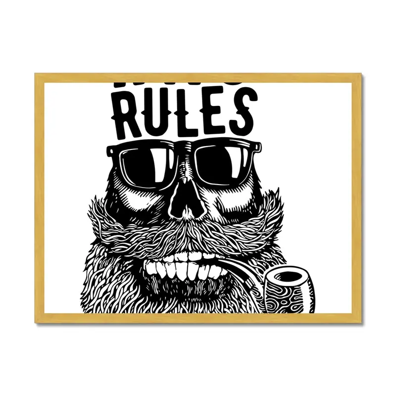 ‘No Rules’ Antique-Framed Art Print – AQUA B&W Series 04