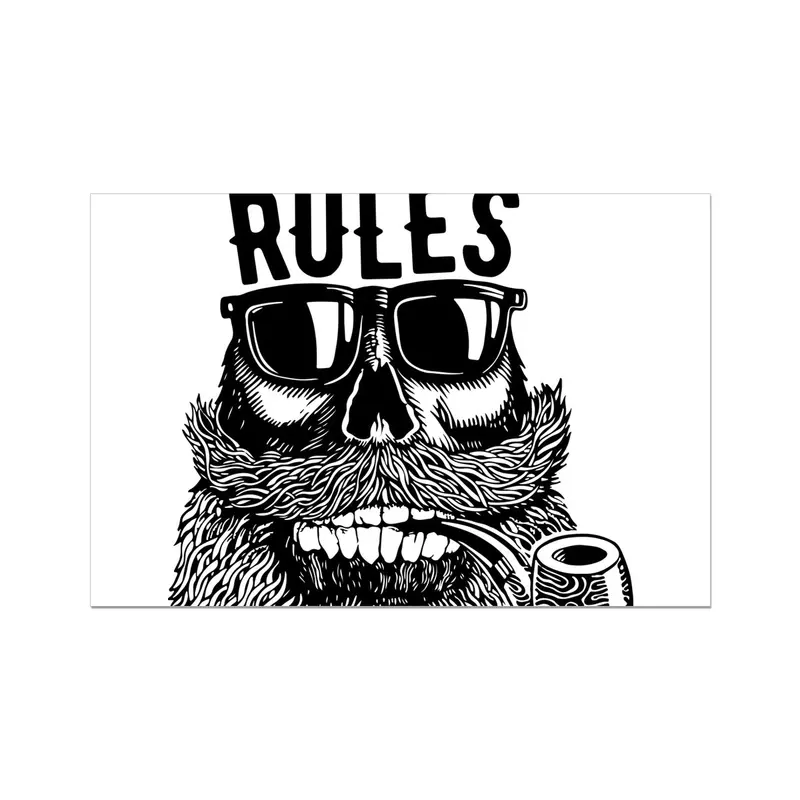 ‘No Rules’ Rolled Canvas Wall Art – AQUA B&W Series 04