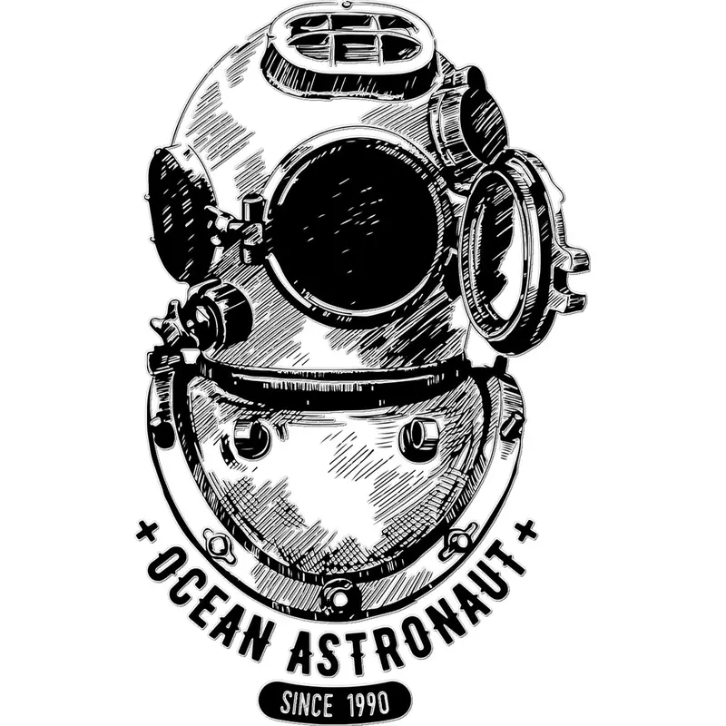 Ocean Astronaut Temporary Tattoo – AQUA B&W Body Art