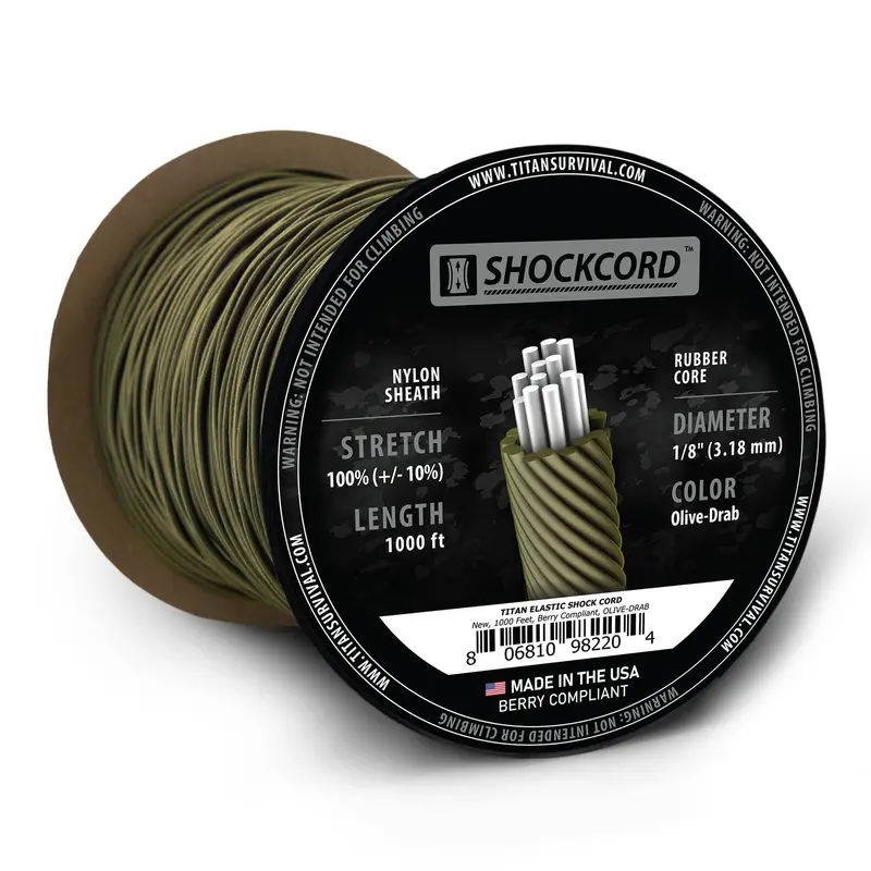 Olive Drab Shock Cord – 1/8″ x 1000 ft