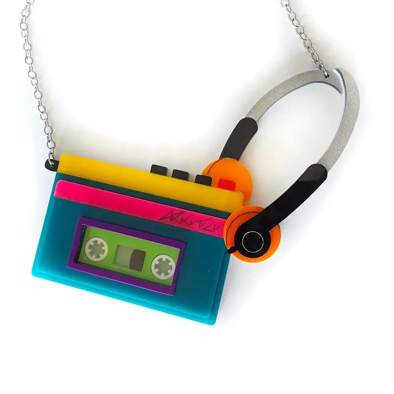Oversized 80s Cassette Tape Pendant Necklace