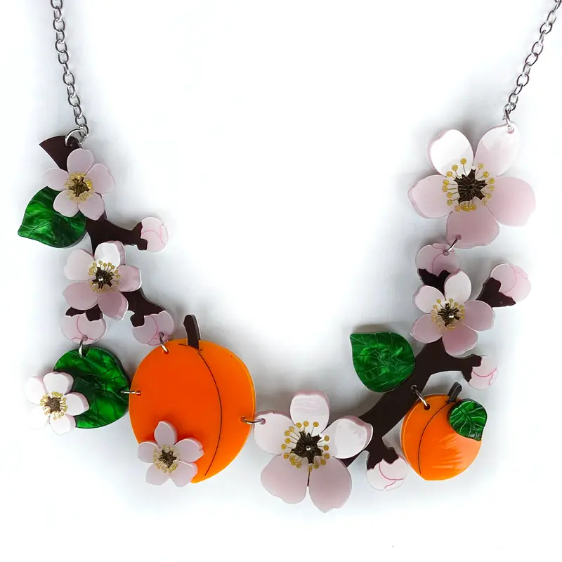 Oversized Apricot and Blossom Necklace