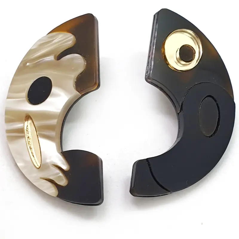 Oversized Lobe Earrings with Geometric Pop-Inlay Design