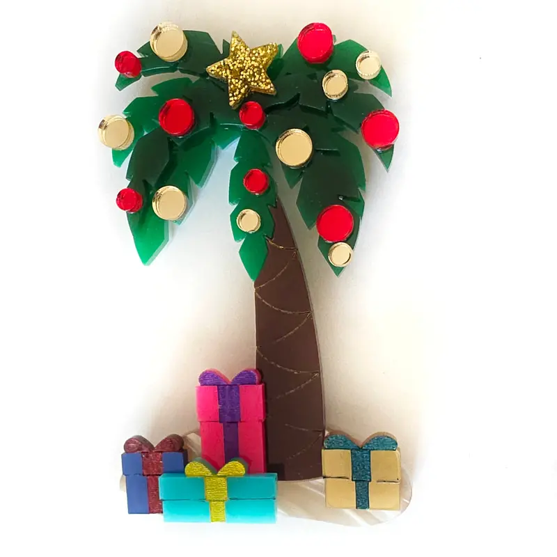 Palm Tree Christmas Brooch