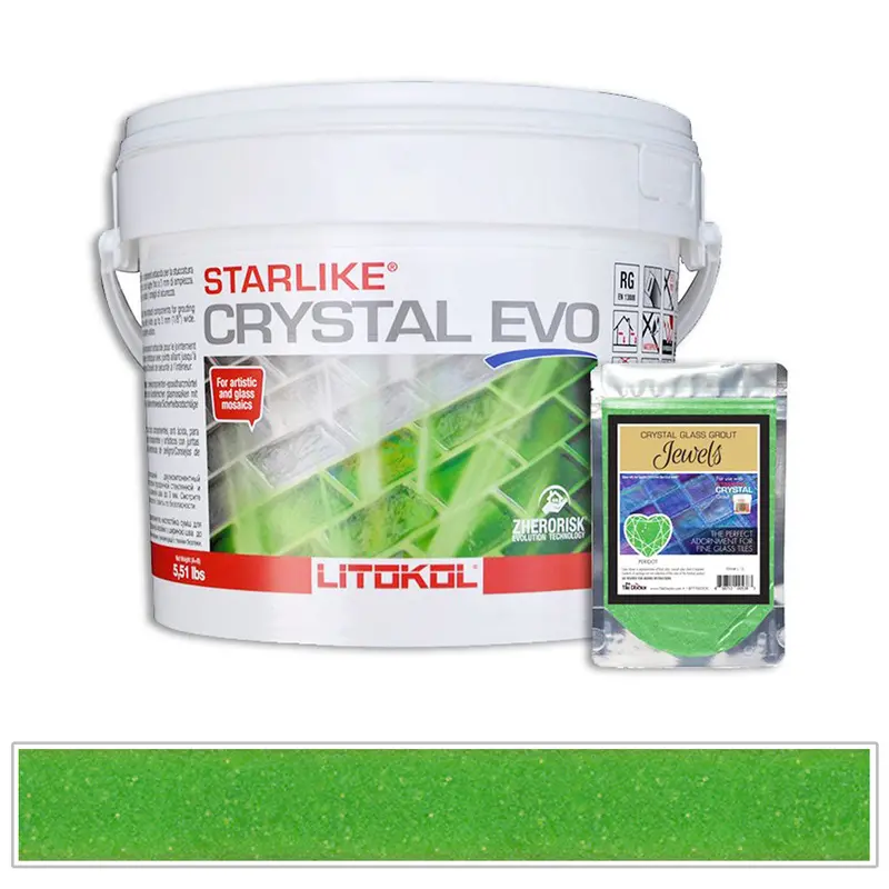 Peridot Green Starlike Crystal Evo Grout – 5.5 lb Pail