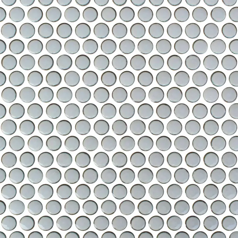Pewter Gray Penny Round Porcelain Mosaic Tile