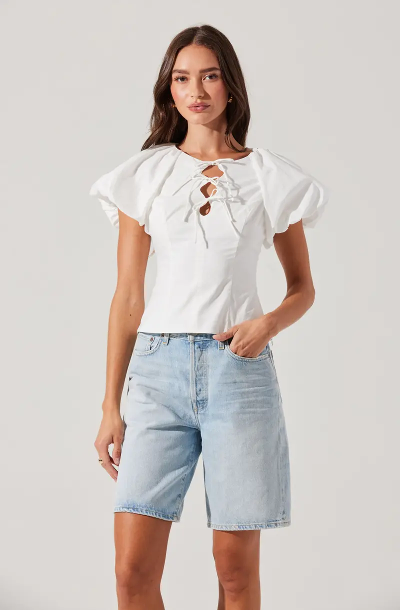 Poplin Puff Sleeve Top by Aine