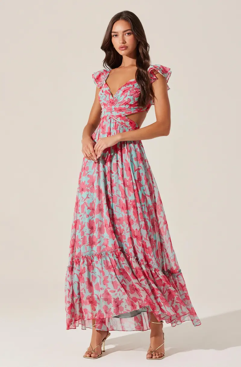 Primrose Strappy Back Maxi Dress Featuring Floral Print
