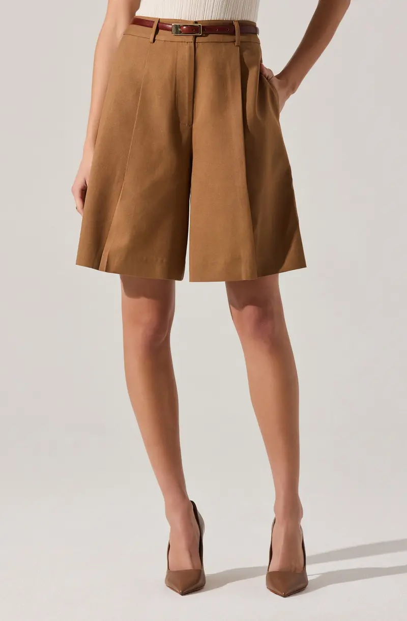 Quillie Tailored Pleated Bermuda Shorts