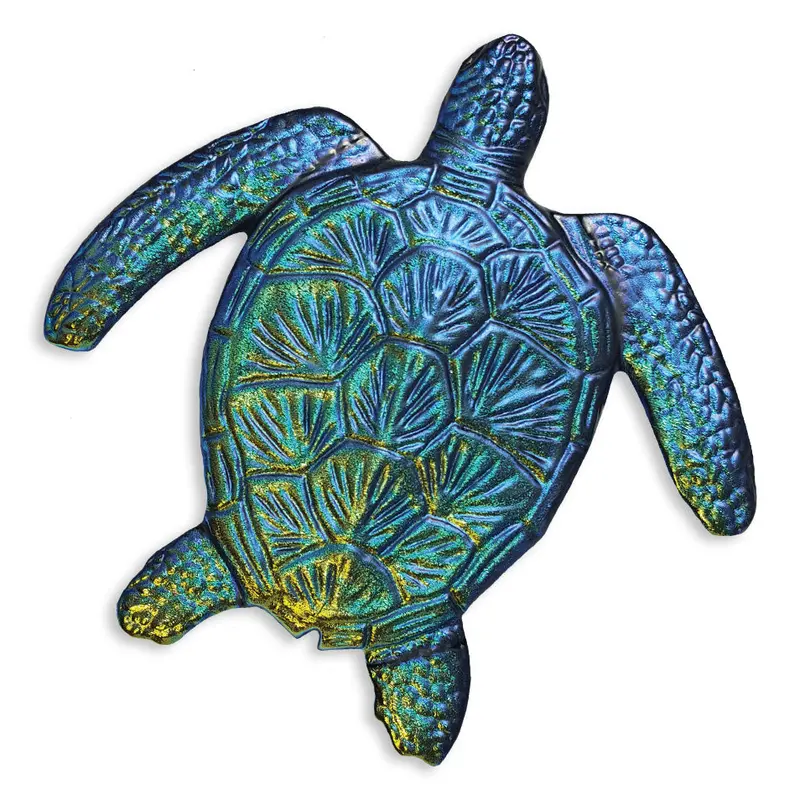 Rainbow Loggerhead Turtle 6-Inch Pool Mosaic Tile – Vibrant Hand-Cut Swimming Turtle Tile