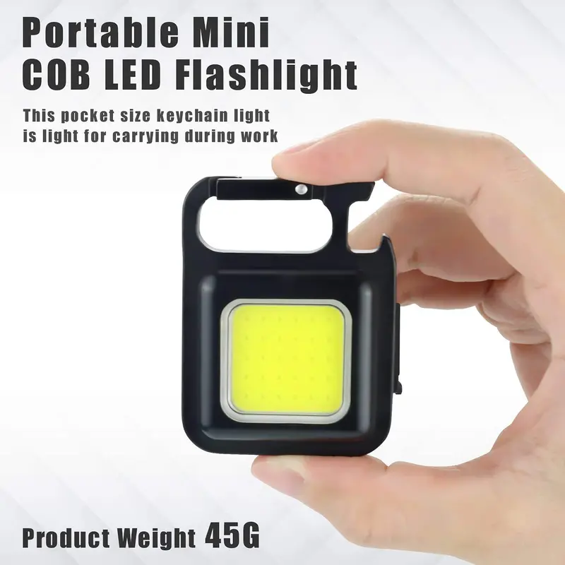 Rechargeable Mini COB Work Light – Magnetic Keychain Lamp with Type-C Charging for Emergencies