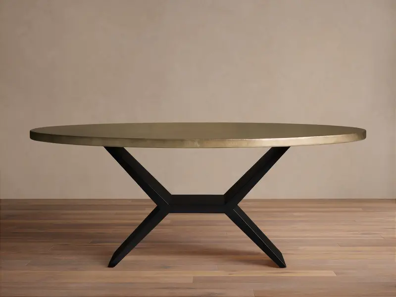 Recycled Metal Dining Table with Angular Vertex Base