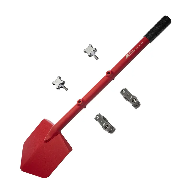 Red Extended-Length Shovel and Grey Universal Mount Device (UMD) Combo with Knob Fasteners