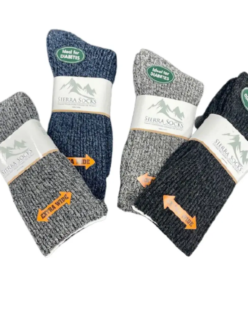 Regenerated Wool Diabetic Hiking Socks – Extra-Wide Calf Fit for Women