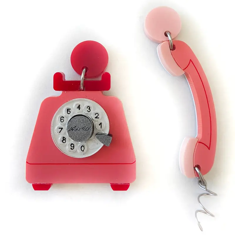 Retro 1980s Telephone and Receiver Earrings
