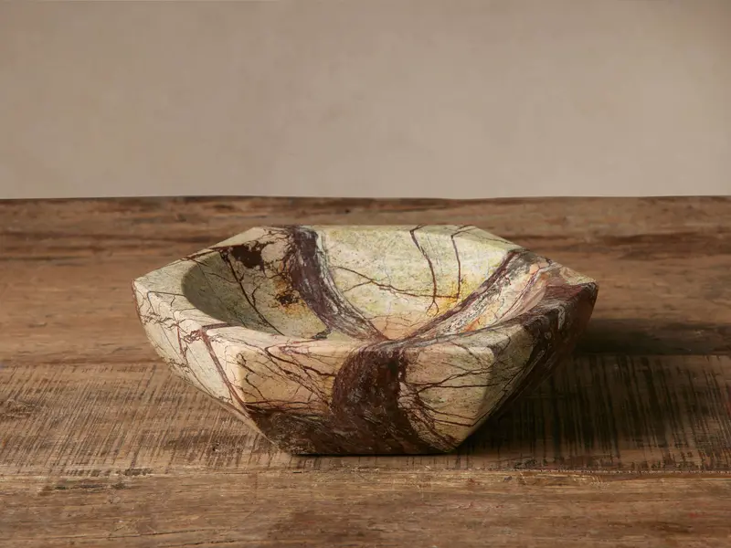 Rhodes Hexagonal Marble Bowl – Modern Geometric Serving Dish