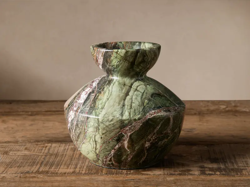 Rhodes Marble Vase – Hand-Carved Sculptural Centerpiece