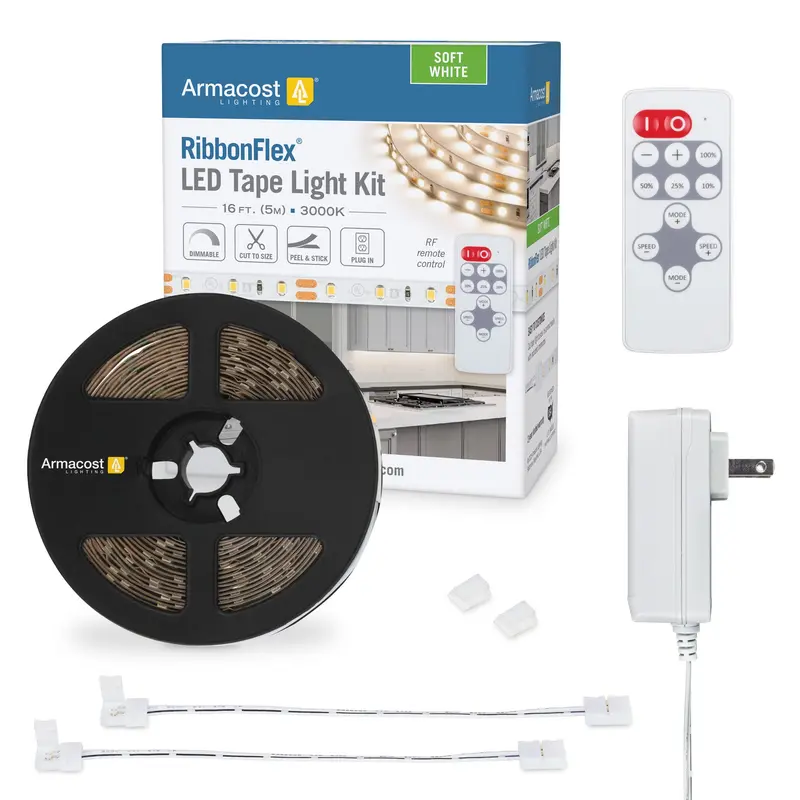RibbonFlex Home 12V 3000K Warm White LED Strip Light Kit