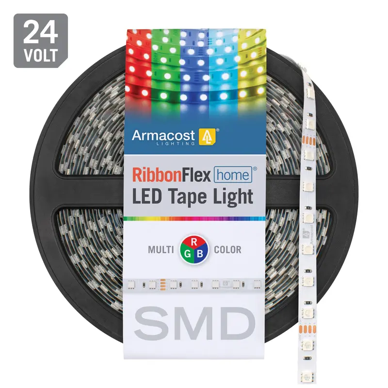 RibbonFlex Home 24V RGB LED Strip Light – Flexible Tape with 30 or 60 LEDs per Meter
