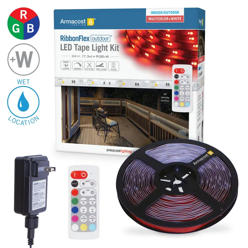 RibbonFlex Outdoor 24V RGB+W Weatherproof LED Strip Light Kit