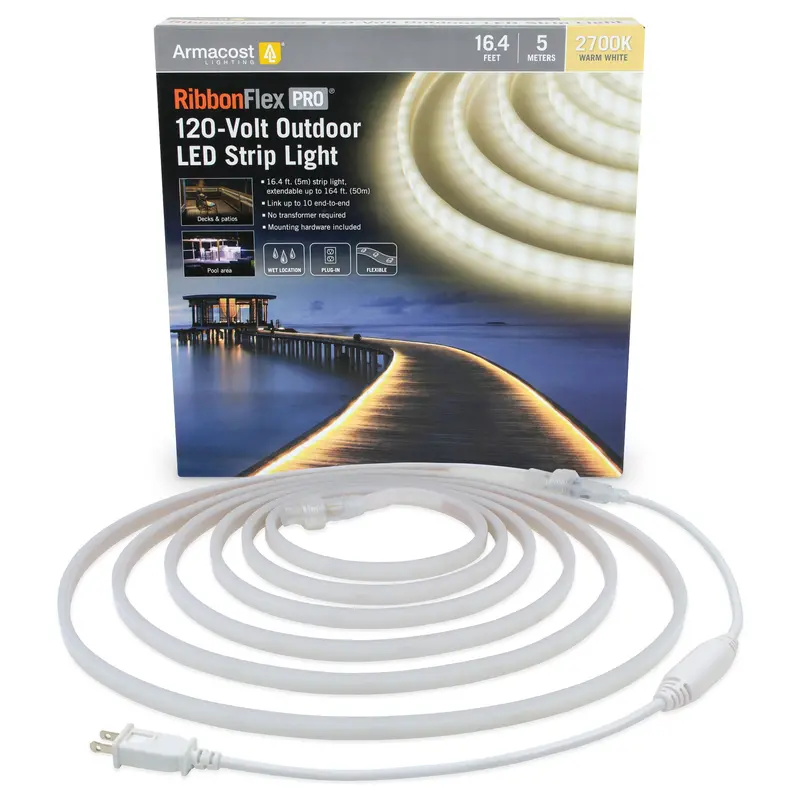 RibbonFlex Pro 120V AC White LED Strip Light – Outdoor-Rated, Direct-Wire