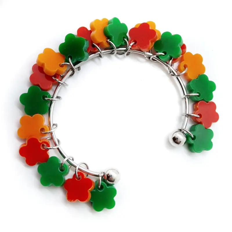Rigid Bracelet Featuring Vibrant Floral Motifs
