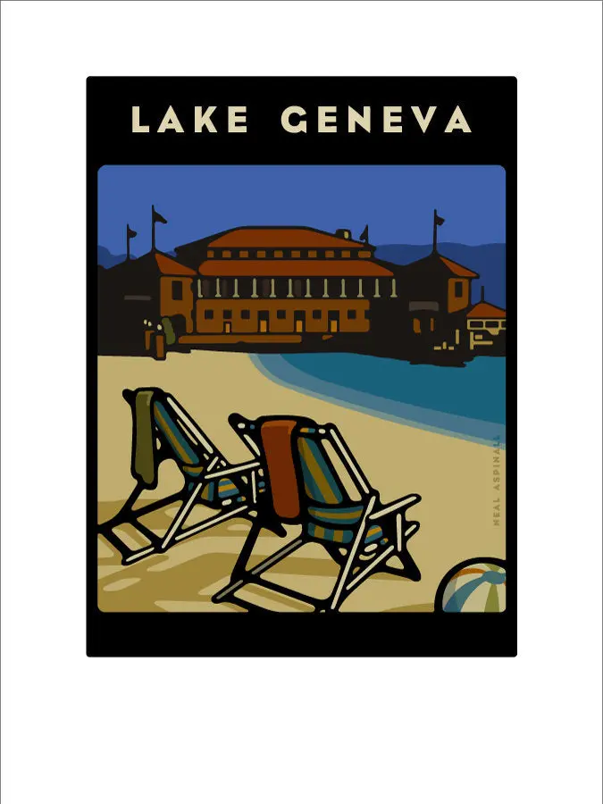 Riviera Lake Geneva Vintage-Style Offset Art Print
