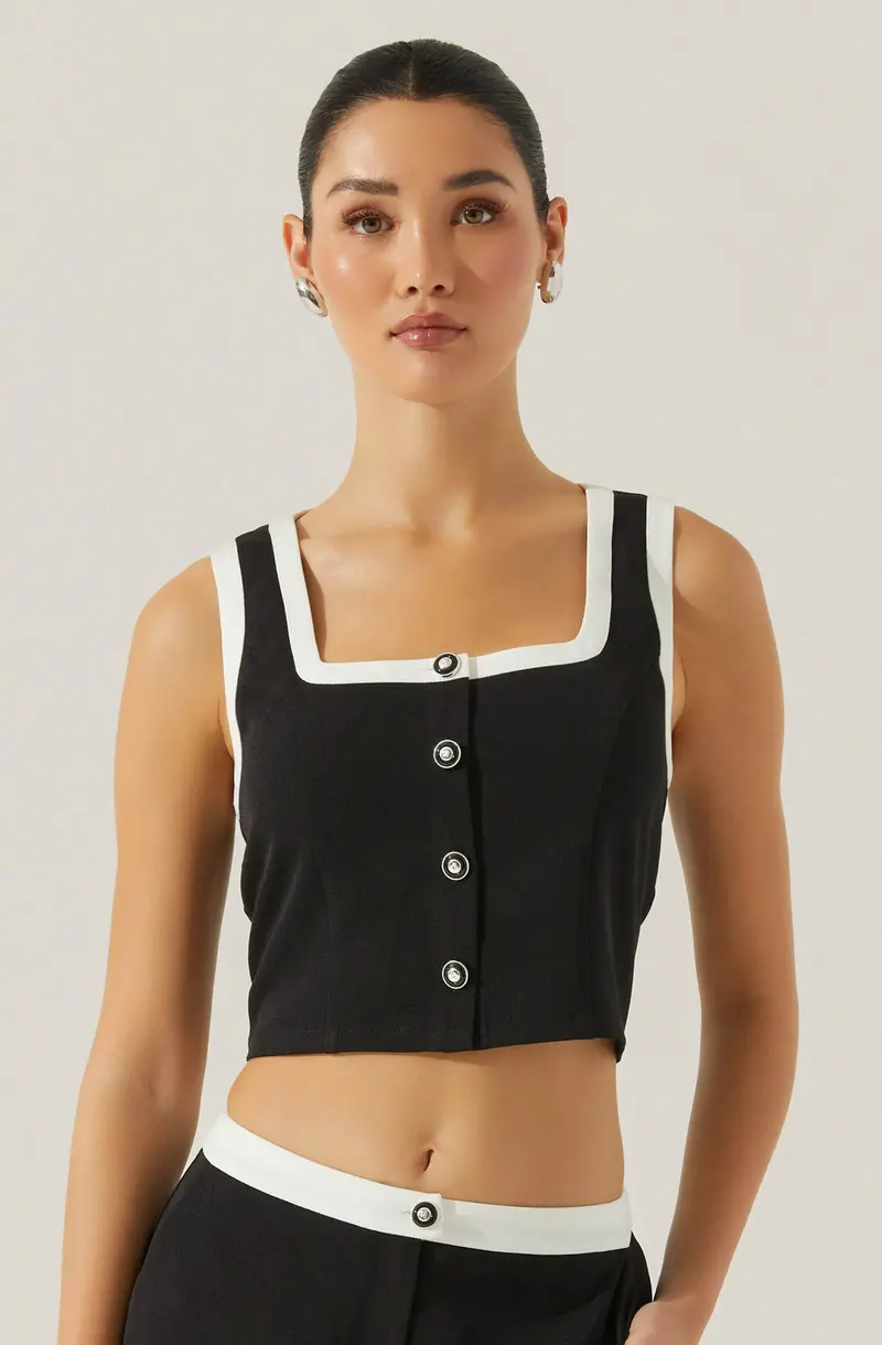 Rory Top with Contrasting Trim Accents