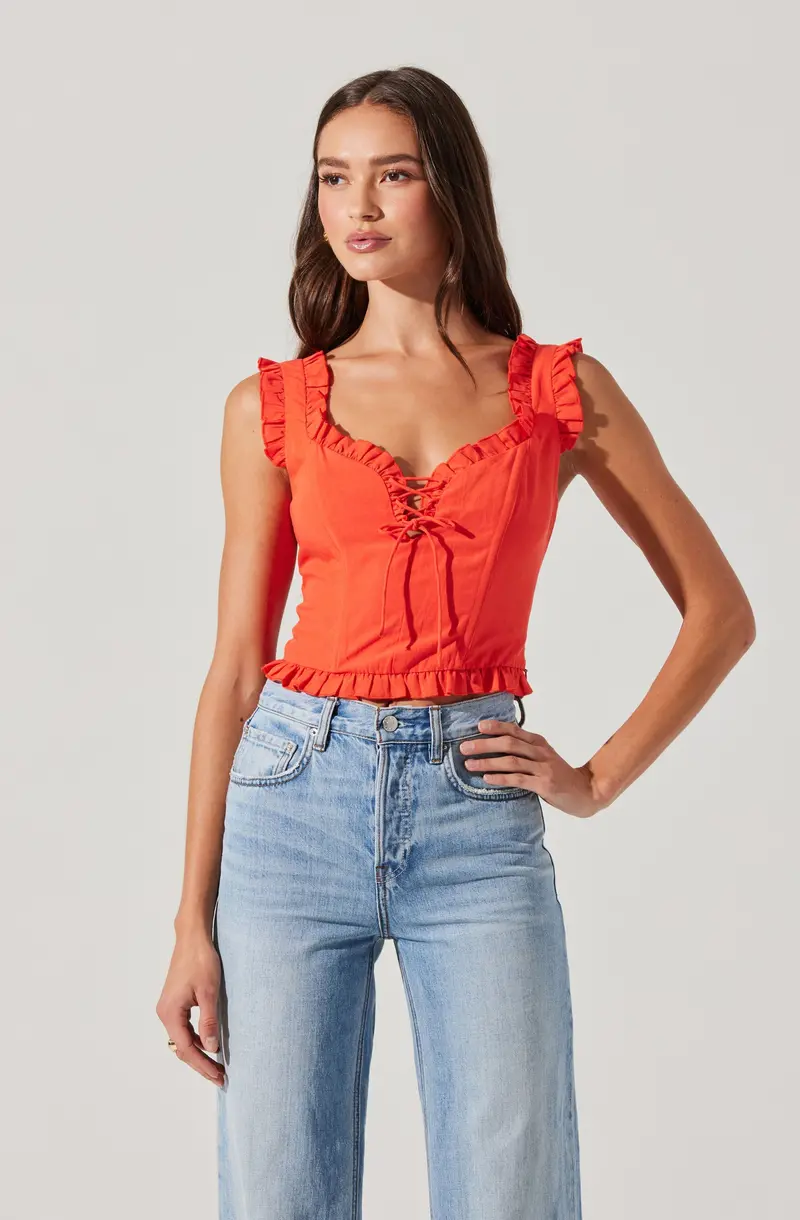 Ruffle Trim Corset Top by Raelyn