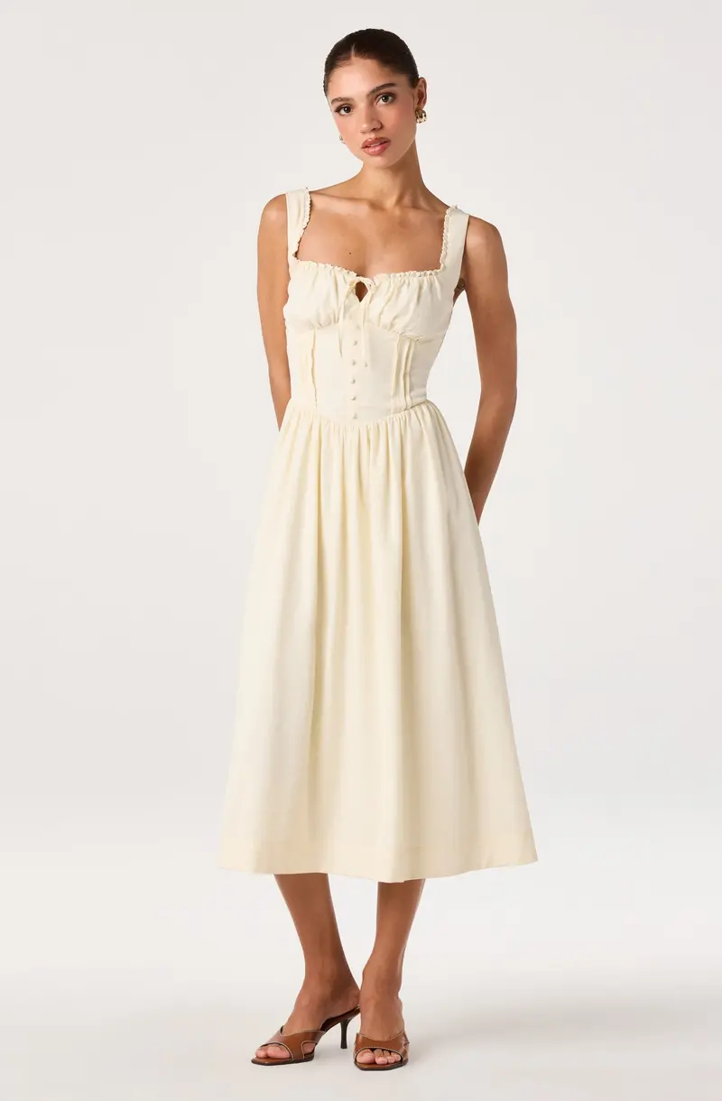 Sahana Milkmaid Dress with Crochet Trim Accent