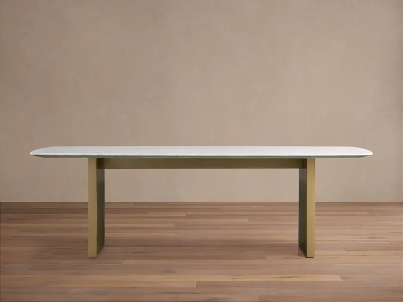 Saint Germain 96″ Stone Dining Table – Sleek Metal Clement Base