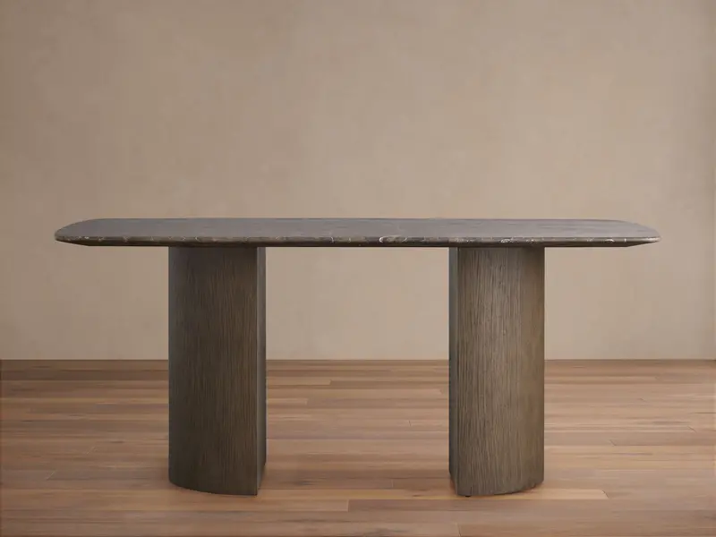 Saint Germain Rectangular Stone Dining Table with Dauphine Base