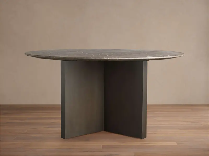 Saint Germain Round Natural Stone Dining Table – Clement Base