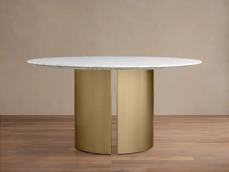 Saint Germain Round Stone Dining Table – Dauphine Metal Base