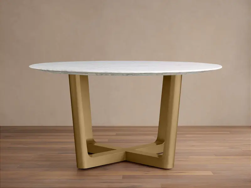 Saint Germain Round Stone Dining Table – Rennes Metal Base