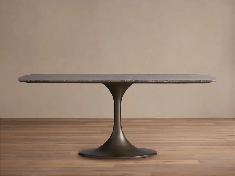 Saint Germain Stone Dining Table with Launette Pedestal Base