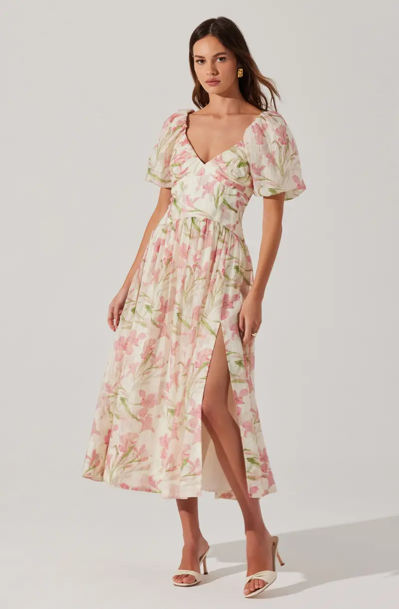 Sasilia Floral Dress with Puff Sleeves
